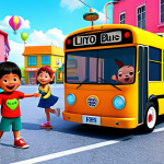 ** Colorful and cheerful scene featuring Tayo the Little Bus and his friends (Rogi, Lani, Gani) interacting playfully in a child-friendly city environment. The scene should evoke feelings of friendship, learning, and fun. Focus on bright colors and cute character designs.

**