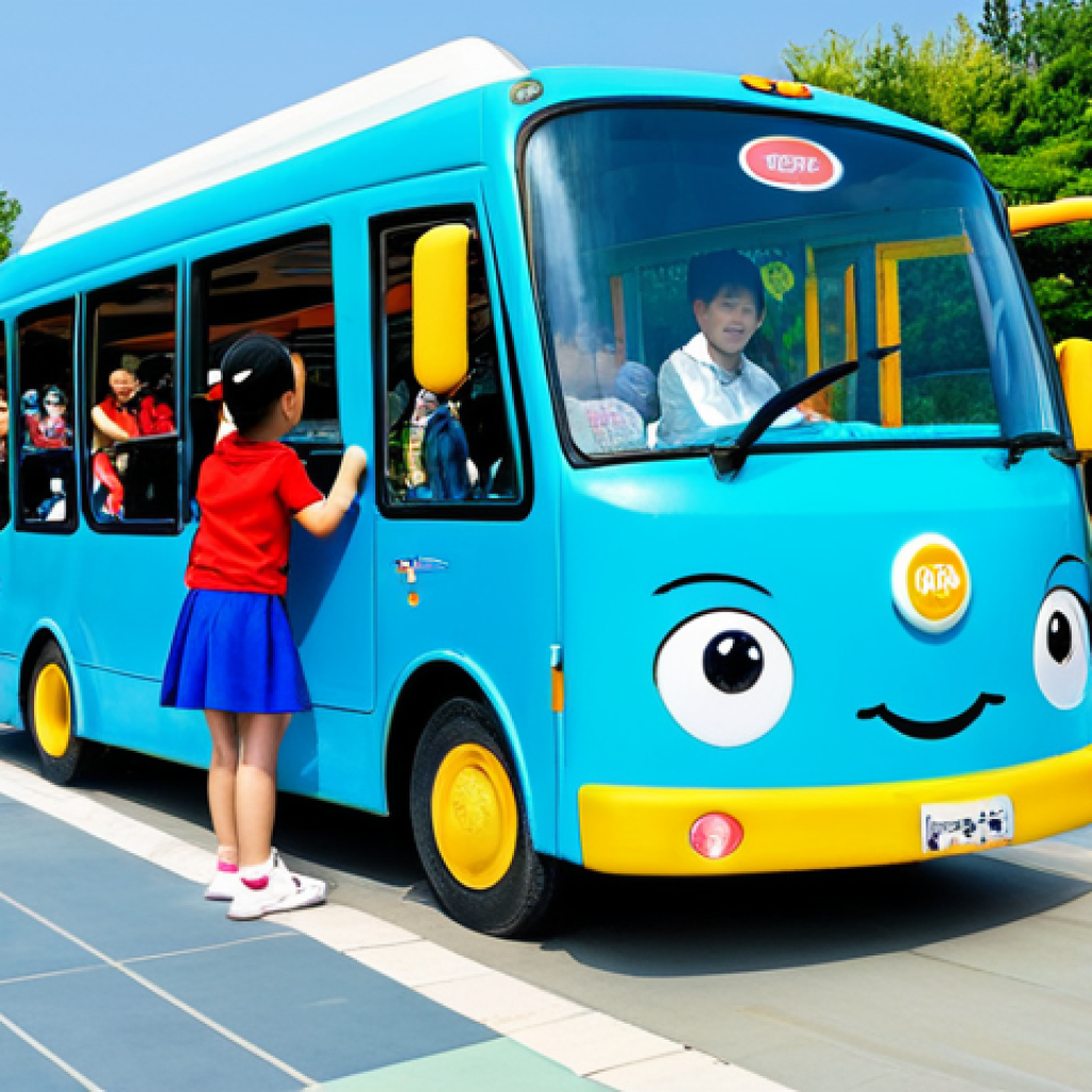 Tayo Bus Theme Park - Family Fun**

"A vibrant and bustling Tayo the Little Bus theme park, filled with families enjoying rides and attractions, fully clothed children laughing and playing, appropriate attire, safe for work, daytime scene, perfect anatomy, correct proportions, well-formed hands, professional photography, high quality, bright colors, family-friendly, appropriate content, modest."

**