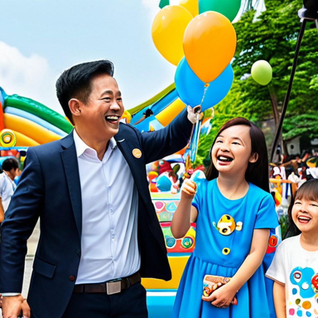 **

"A vibrant and cheerful scene at the Tayo the Little Bus 10th Anniversary celebration. Children and families are enjoying games, attractions, and activities at a Tayo-themed amusement park.  Tayo and his friends are performing on stage.  Bright colors, balloons, and festive decorations adorn the park.  Everyone is fully clothed and smiling, safe for work, appropriate content, family-friendly, professional illustration, perfect anatomy, natural proportions, well-formed hands, proper finger count. Focus on joyful expressions and a sense of community."

**