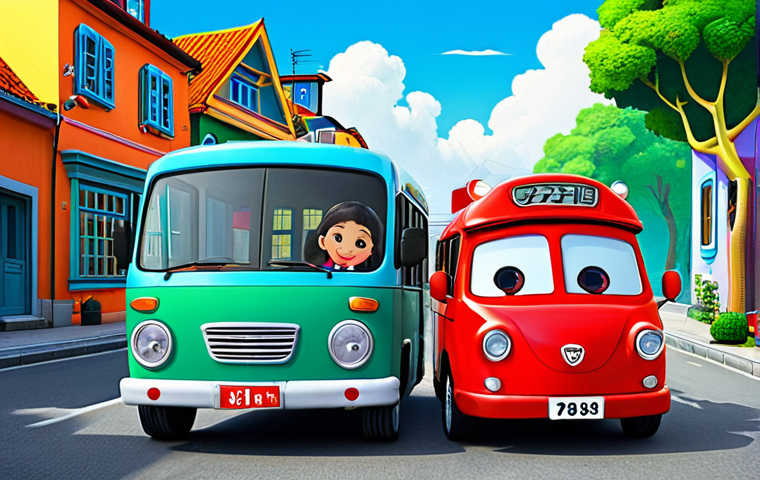 **

"Tayo the Little Bus and Rani, side-by-side, fully clothed, smiling in a brightly colored cartoon landscape with friendly-looking buildings. They are surrounded by other small, cheerful vehicles. Safe for work, appropriate content, family-friendly, perfect anatomy, correct proportions, natural pose, well-formed tires, proper vehicle design, professional illustration, high quality."

**