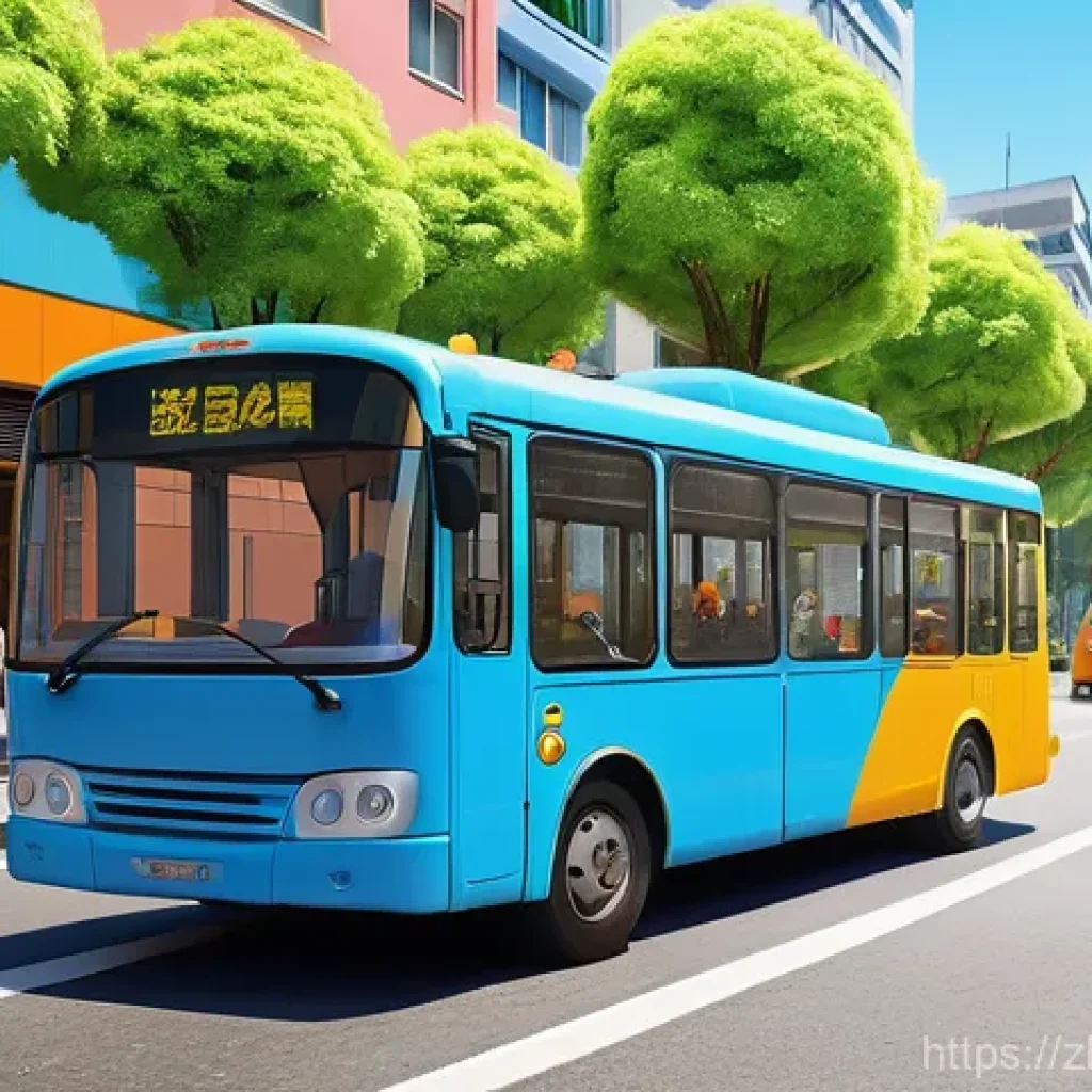 타요 캐릭터 퀴즈 - **A joyful blue anthropomorphic city bus named Tayo**, with a wide, curious smile and large, express...