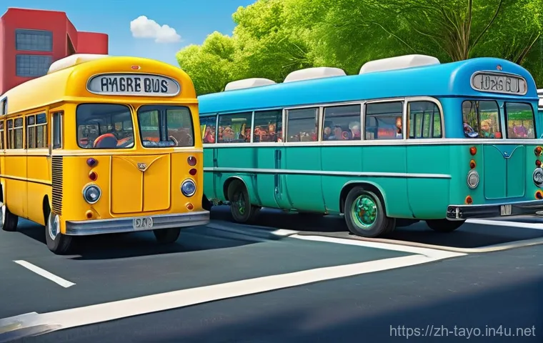 타요 캐릭터 퀴즈 - **A joyful blue anthropomorphic city bus named Tayo**, with a wide, curious smile and large, express...