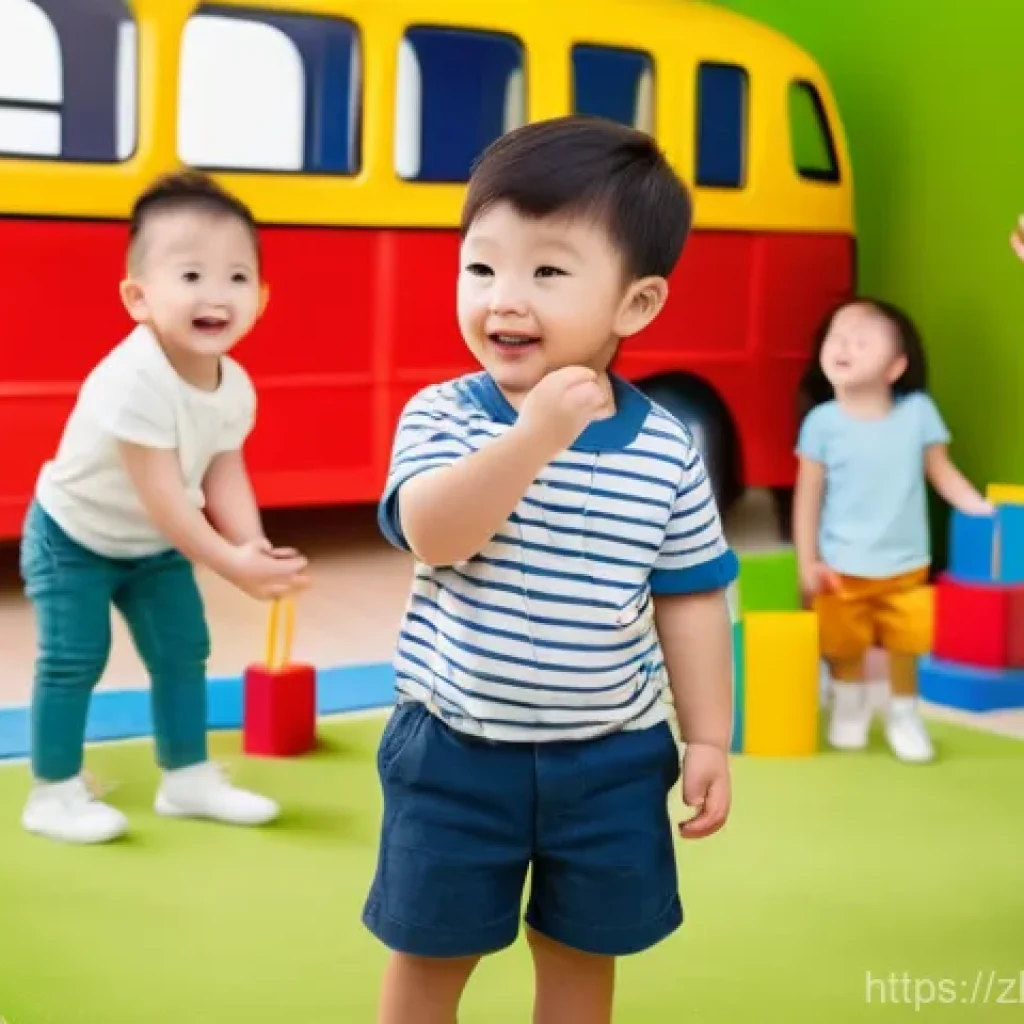 타요 관련 교구 활용법 - **Prompt:** A group of cheerful preschoolers, wearing everyday clothes like t-shirts and shorts, are...