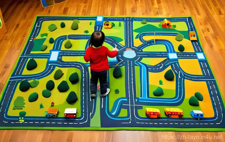 타요 관련 교구 활용법 - **Prompt:** A group of cheerful preschoolers, wearing everyday clothes like t-shirts and shorts, are...