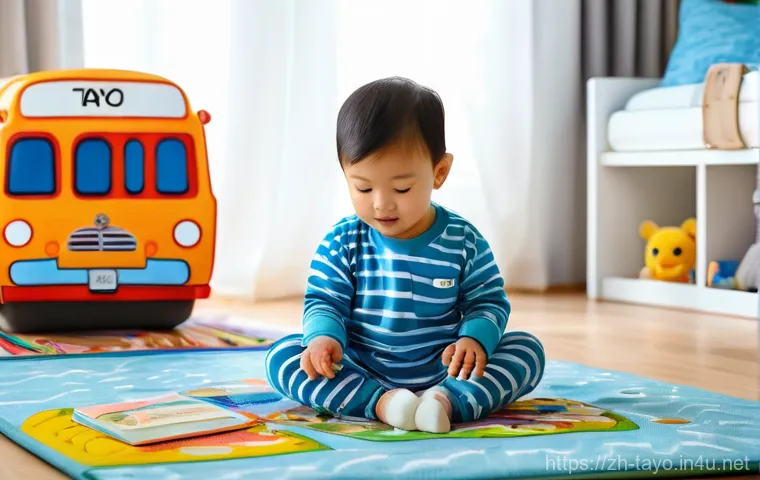 타요의 글로벌 전략 - **Prompt:** A vibrant and cheerful outdoor scene featuring Tayo the Little Bus, Rogi, Lani, and Gani...