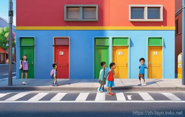 타요와 교통 안전 - **Prompt:** A vibrant, cheerful 3D animation style image, reminiscent of Pixar. The scene features T...