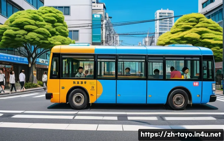 타요의 디테일한 애니메이션 - A heartwarming and detailed scene set in a vibrant, bustling daytime Seoul city street. The iconic N...