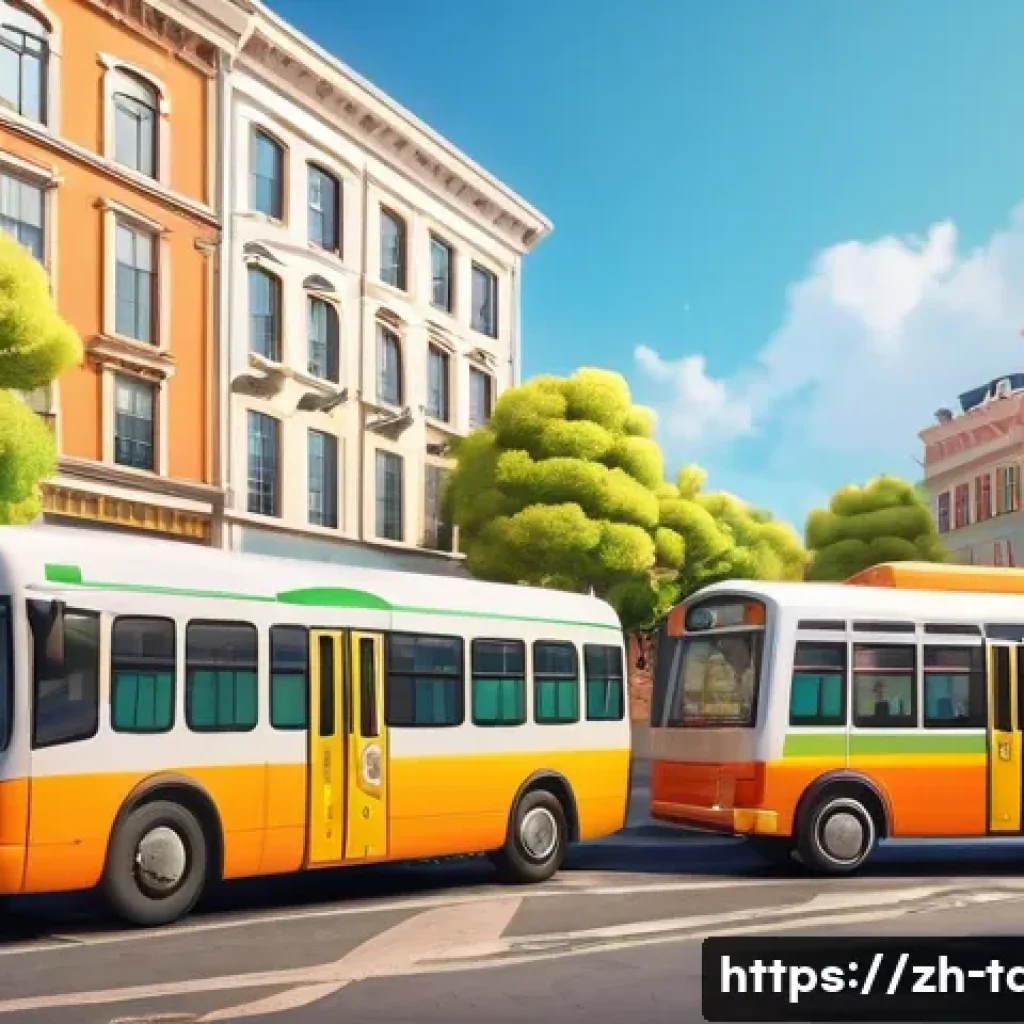 타요와 애니메이션 기법 - A vibrant and heartwarming 2D hand-drawn animation scene featuring cute, colorful small buses with e...