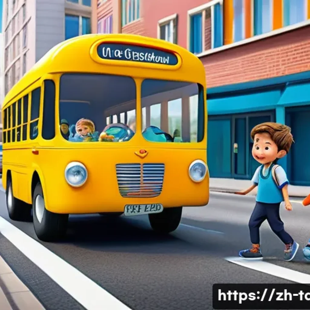 타요 유튜브 공식 채널 - A colorful and vibrant scene featuring animated bus characters from a children’s show, each with fri...