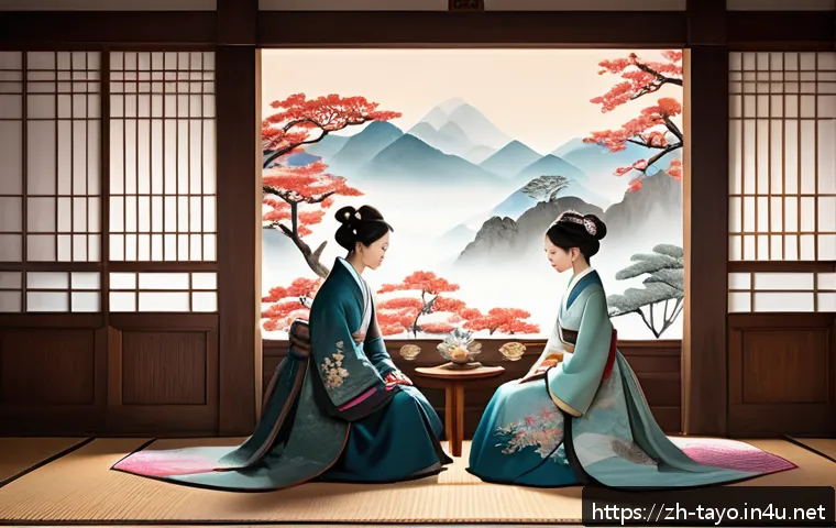 타요 한국과 해외 반응 차이 - A beautifully detailed scene of a Korean traditional setting inspired by the animation "Taiyu," feat...