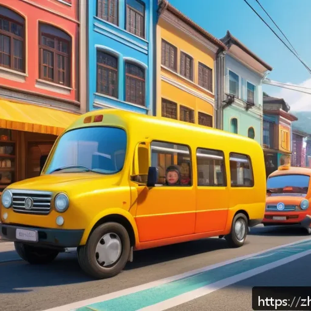 타요 비슷한 애니메이션 - A vibrant and colorful animated scene featuring anthropomorphic vehicles with expressive faces and l...