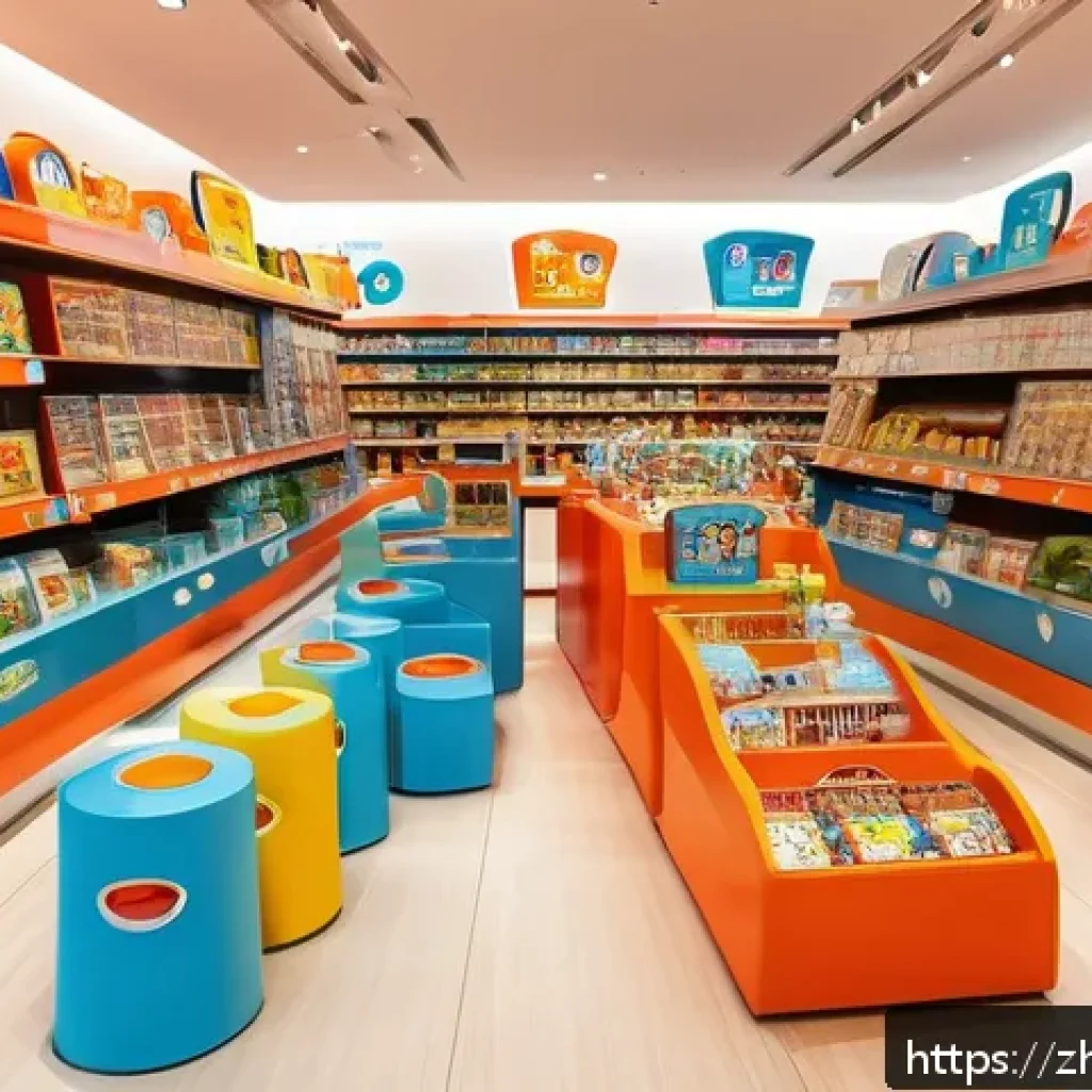 타요 상품 유통 채널 - A bright and colorful toy store interior in a modern Chinese shopping mall, featuring a dedicated 타요...