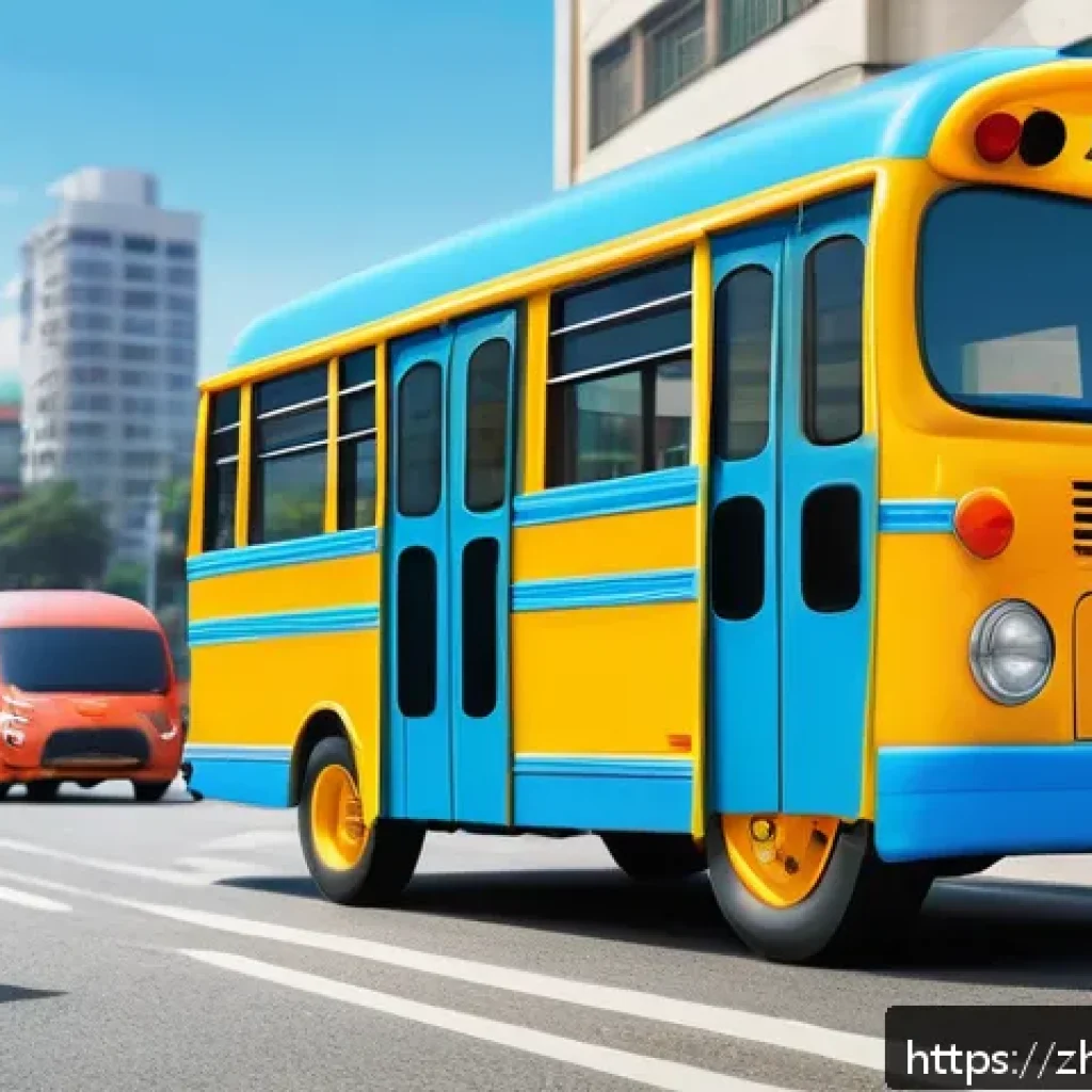 타요의 캐릭터별 명대사 - A vibrant and dynamic school bus character named Tayo, depicted as brave and resilient, with a cheer...