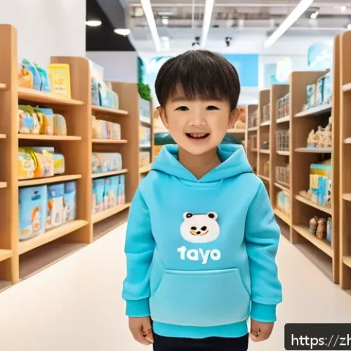 타요의 경제적 가치 - A vibrant, modern retail store interior showcasing a diverse range of Tayo-themed products including...